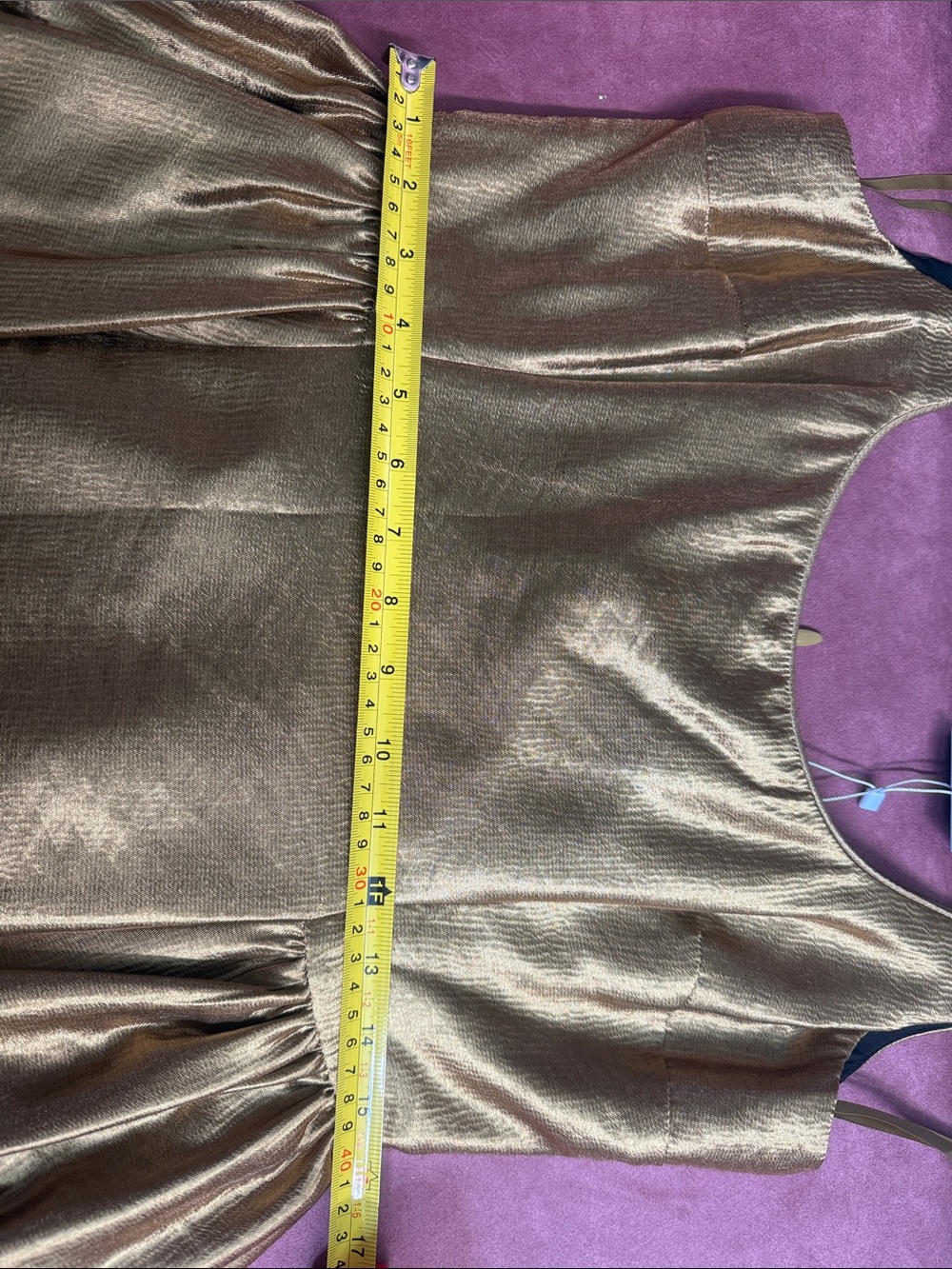 ANTONIO MELANI Metallic Gold Maxi Dress with Scoop Neck - Picture 15 of 15